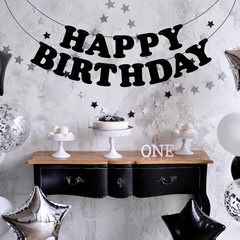 Adecortalk Black Happy Birthday Banner Birthday Party Decorations Birthday Si…