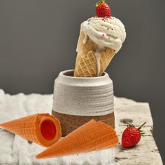 1 PCS Artificial Ice Cream Cone Model 4.5 Inch PVC Simulated Dessert Display