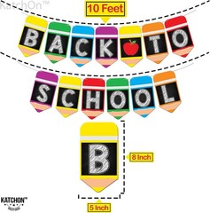 Large Back To School Banner – 2 Strings 10 Feet, No DIY | Pencil Banner, Welc…