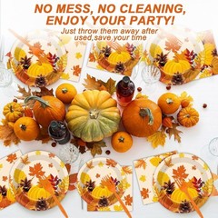 Disposable Thanksgiving Plates and Napkins Set – 200PCS for Effortless Cleanup