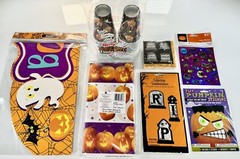Vintage Halloween Party Decor LOT Banner Tablecover Napkins Pumpkin JOL NEW NOS