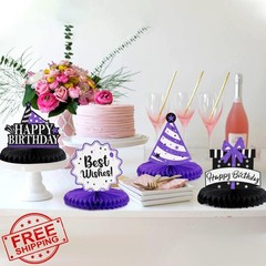 LASKYER 85th Shiny Purple Birthday Centerpieces