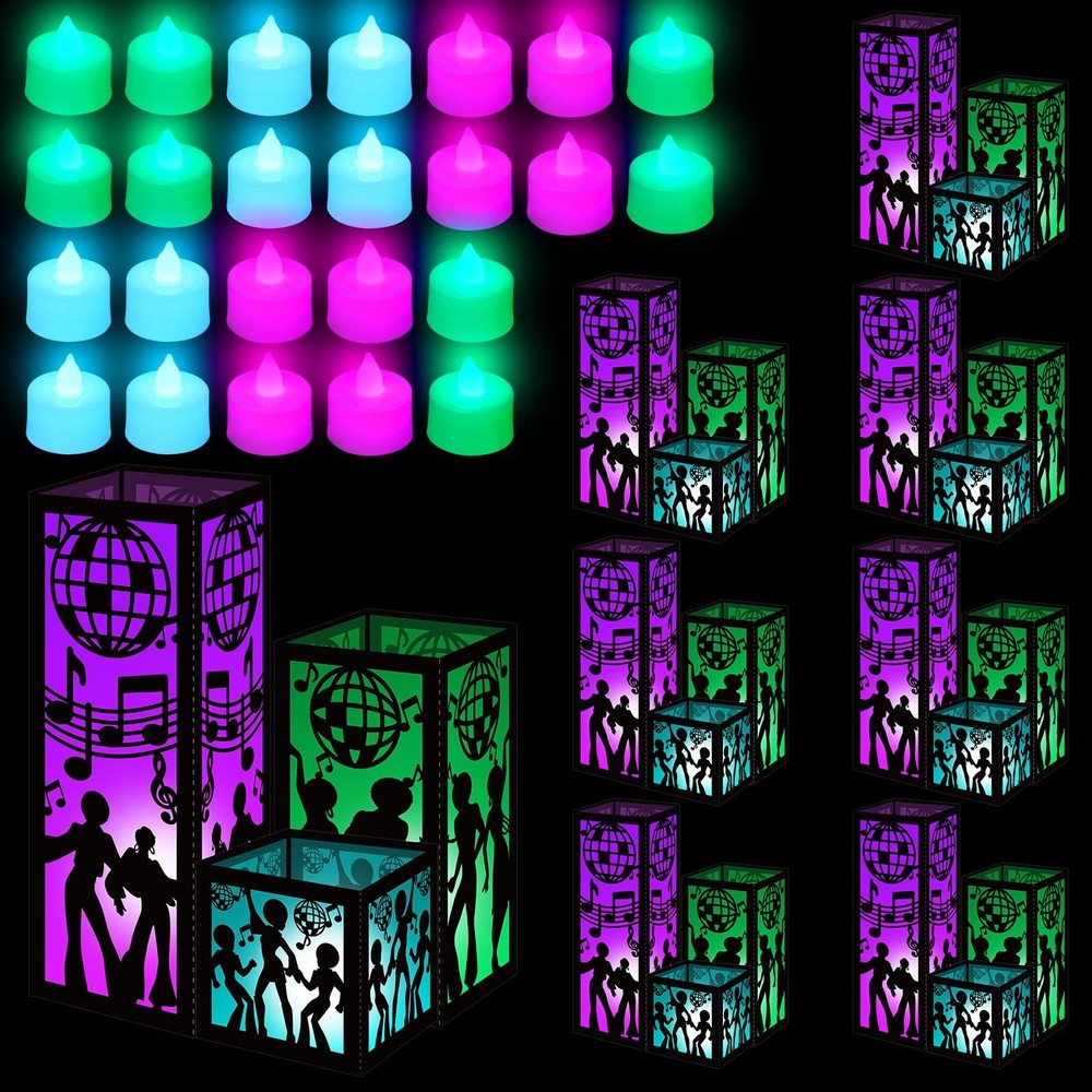 Rossesay 24 Pcs Disco Centerpieces For Table 3 Size 70S Disco Ball Dancer Paper