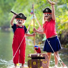 18 Pcs Pirate Hats Set Mustaches Eye Patches Party Favors for Halloween Cosplay