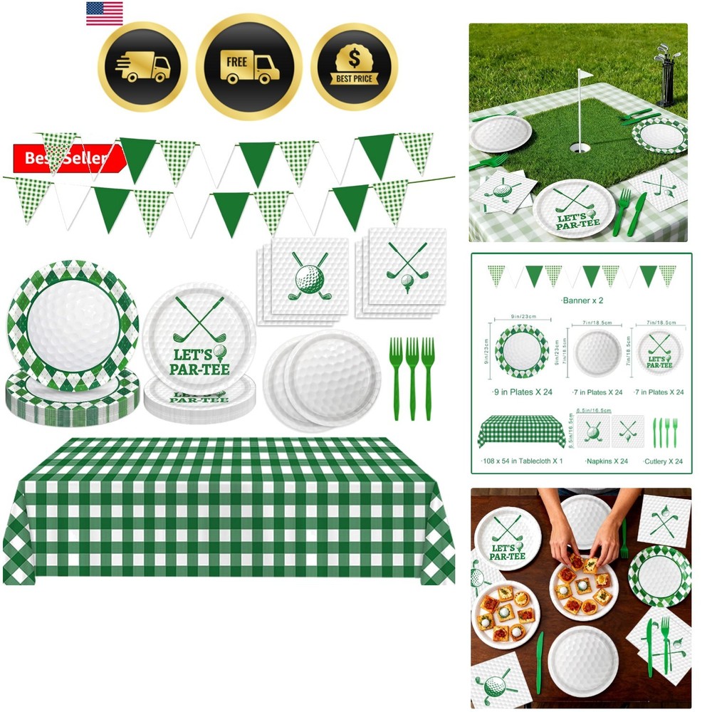 Golf Party Decorations Set Includes Plates Napkins Banner Tablecloth for Birt…