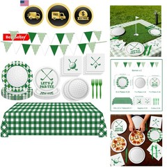 Golf Party Decorations Set Includes Plates Napkins Banner Tablecloth for Birt…
