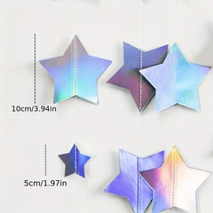 Iridescent Glitter Mixed Star Paper Garland Banner Décor 40 Feet Mixed Little an