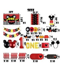 Cartoon Mouse 1st Birthday Party Decorations,Mickey Themed Party Supplies Includ