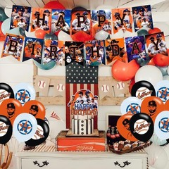 Astros Baseball Party Supplies: Banner, Cake Toppers, Balloons for Baseball Team