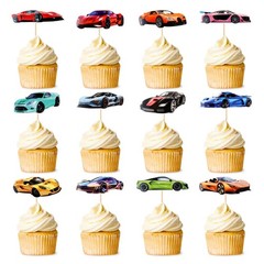 36Pcs Realistic Sports Car Cupcake Toppers Race Car Cupcake Picks Supercar Fo…