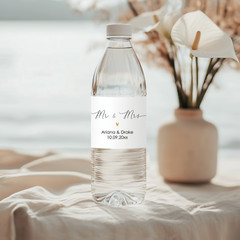 Mr and Mrs Wedding Water Bottle Label, Minimalist Wedding Welcome Stickers