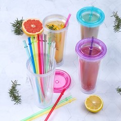 24 PCS, Reusable Straws with 4 Brushes, 10.5″ Long Tritan Hard Plastic Straws…