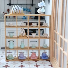 Miniature Wooden Storage Rack Mini House Furniture Mini Dollhouse Accessory