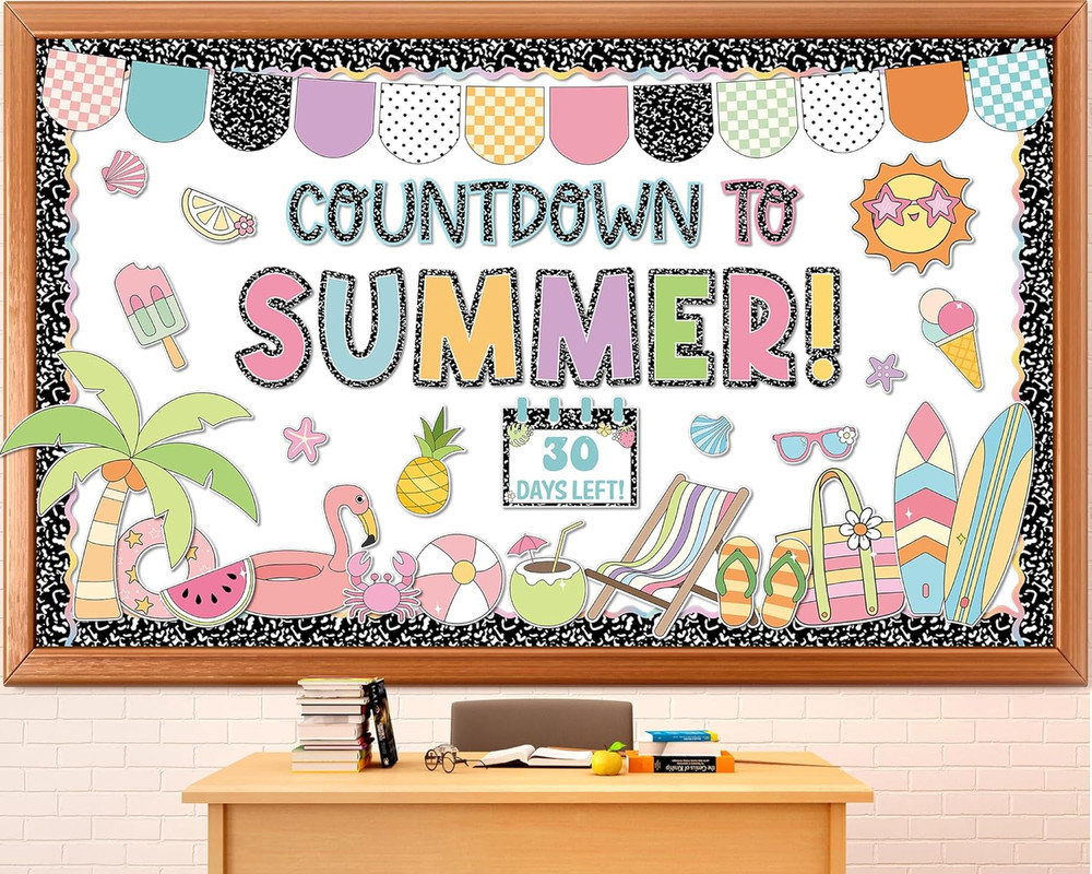 Countdown to Summer Bulletin Board Set End of Year Composition Notebook Classroo