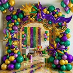 Kozee Mardi balloon garland arch kit 130pcs Double-Stuffed Purple Emerald gre…