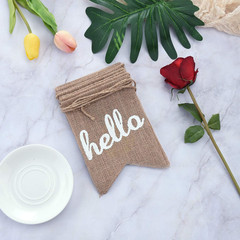 Hello Summer Flamingo Burlap Banner Pool Beach BBQ Party Garland Rustic Decor 2!