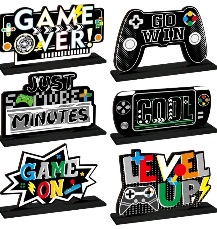 Geetery 6 Pcs Video Game Party Centerpieces Wood Level up Birthday… 47