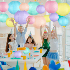 Pastel Paper Lanterns Decorative, Classroom Decor Macaron-Color Neon Hanging Pap