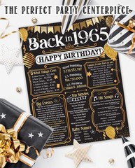 61st Birthday Decorations Back in 1965 Poster 11×14 Unframed Party Print