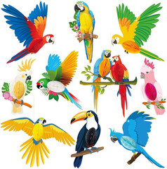 10Pcs Jungle Tropical Party Decorations Birds Honeycombs – Tropical Parrots Pape