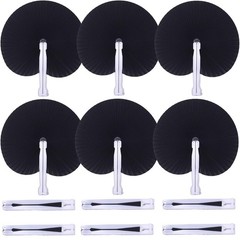 20Pc Paper Folding Hand Fans, Wedding Party Decor for Guest DIY Pink Round