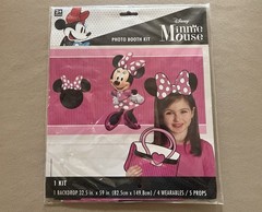 Minnie Mouse Photo Booth Kit~32.5” X 59” Backdrop, 4 Wearables & 5 Props, New!
