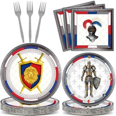 96-Piece Medieval Castle Party Supplies – Paper Plates, Napkins & Favors for 24