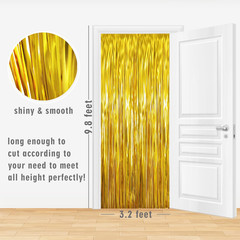 GOER 3.2 Ft X 9.8 Ft Metallic Tinsel Foil Fringe Curtains Party Photo Backdrop P
