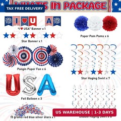 33 PCS 4th of July Decorations Set USA Banner Balloons Patriotic Decor