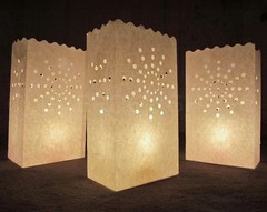 CleverDelights White Luminary Bags – 20 Count – Sunburst Design – Wedding Party