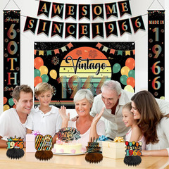 60Th Birthday Decorations Men Women – 10 Pcs Vintage Back in 1966 Backdrop Banne