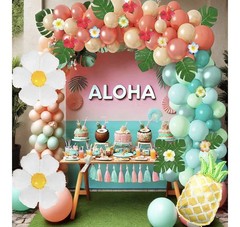 120Pcs Tropical Balloons Garland Arch Kit 12″, 10″, 5″ Balloons Luau-Theme Party