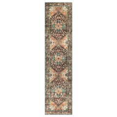 Yamaziot Washable Runner Rug, 2×8 Non-Slip Boho 2′ x 8′, Rust/Dull Teal