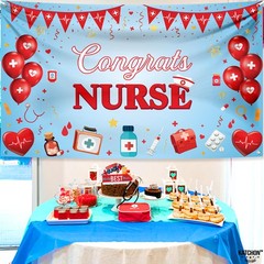 Red and Blue Congrats Nurse Banner – XtraLarge 72×44 Inch | Grad Banner, 2026 G