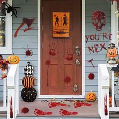 Horror Bloodstain Wall Sticker Handprint Footprint Blood Skull Window Sticker