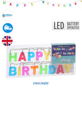 Happy Birthday LED Lights Colourful Multi-Coloured LED Battery Birthday Decor