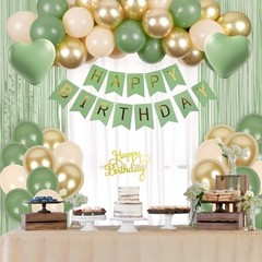Sage Green Birthday Decorations with Gold Nude Sage Green Balloons Happy