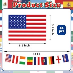 World Cup Flag Banner 42 20 x 14 cm / 8 x 5.5 inches, Nation Flags