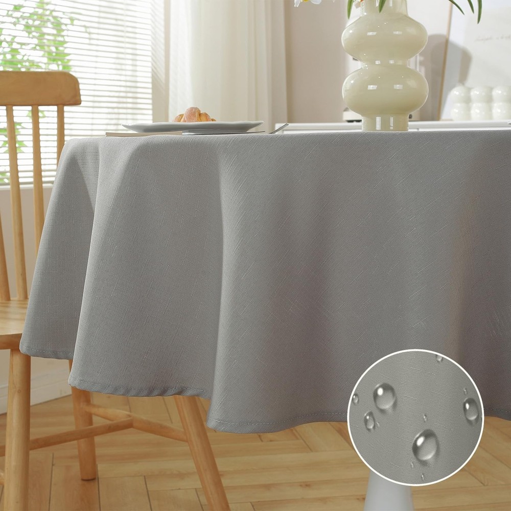 meioro Linen Textured Tablecloth Waterproof Spillproof Fabric Table Cloth, De…