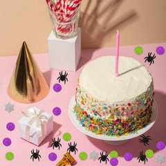 120 PCS Happy Halloween Confetti Spider Table Witch Paper Scatters Black