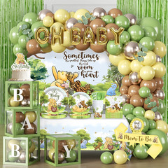 280pcs Classic Winnie Baby Shower Decorations Complete Party Set, for 25 Guests,