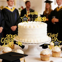 48 PCS Graduation Cupcake Toppers, 6 Styles Congrats Grad Cake Topper, Black …