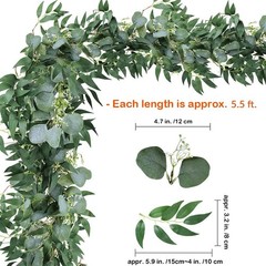 Fake Greenery Garlands Artificial Silver Dollar Eucalyptus Garland in Grey Green