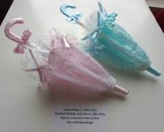 NEW 7″ Hand Decorated Parasol Umbrella Baby Shower Decoration in Blue or Pink