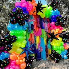 175Pcs Neon Balloons Arch Garland Kit, Glow in the Dark Balloons (Rainbow Sta…