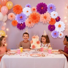 20 Vibrant Paper Flower Decorations for Stunning Party Backdrops – Mixed Sizes