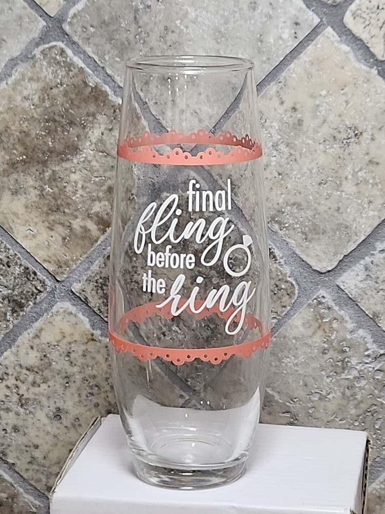 New Final Fling Before The Ring Bachlorette Party Stemless Wine Glass 9 Oz Vase