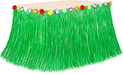 Hawaiian Party Table Decorations, 1PCS Green Luau Party Table Skirt Decorations,