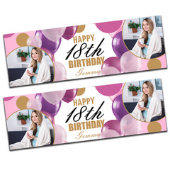 2 X Personalised Balloon Birthday Christening Banner any name, age & photo