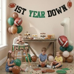 First Football Decorations with Number 1 Balloon 1st Year Down Banner First Y…
